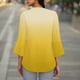 thumbnail image 5 of Camisetas para mujer,Blusa informal lisa con cuello en V y mangas 3/4 acampanadas para mujer, poliéster, ligera y cómoda, sopatenor, 5 of 9