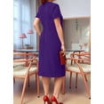 thumbnail image 6 of Women'S V Neck Short Sleeve Dress Solid Color Plus Size Casual Summer Maxi Day Gown Office Wear 5XL, 6 of 7
