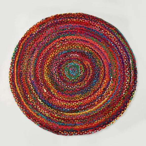 AFFERTO Handmade Round Cotton Chindi Rug Eco-Friendly Braided Rag Rug for Boho, Farmhouse & Modern Home