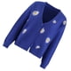 thumbnail image 2 of Qarigey Pelusas Suéter de mujer Patrón de flores de invierno Estampado de manga larga Cuello en V Transpirable Lavable Casual Elegante Suéteres para Prendas para la parte del cuerpo Azul SG Qarigey AP012615-24, 2 of 6