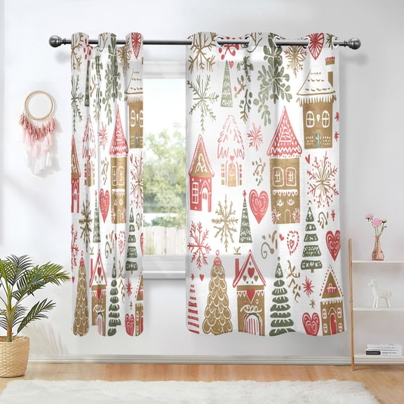 Yayeee Window Curtains Set of 2 for Living Room Light Filtering 63"x42", Brown Nordic Christmas House