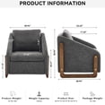 thumbnail image 2 of Gray Chenille Armchair with Ergonomic Design / Ideal for Indoor Seating, 2 of 6