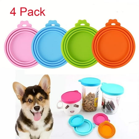 Silicone pet can lid fresh-keeping lid cat and dog food sealing lid three-in-one silicone can lid-4PCS