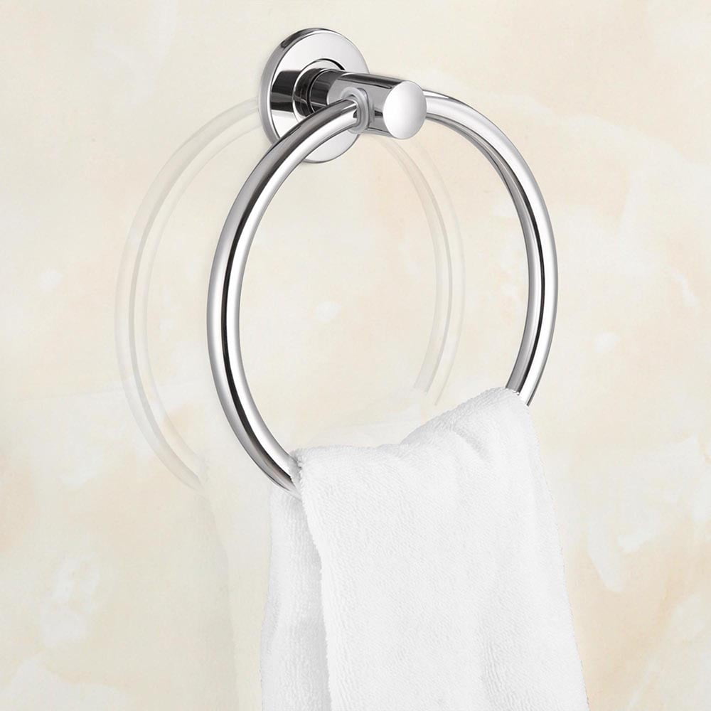 Wall Mounted Towel Ring Stainless Steel Chrome Bathroom Round Towel Rack Holder 