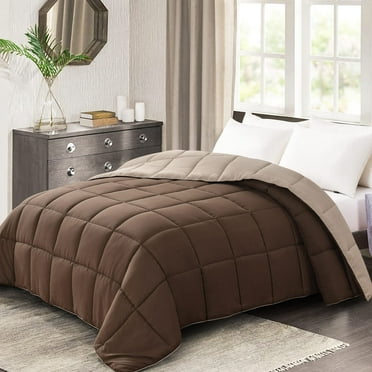 Lightweight all-season reversible comforter in chocolate brown