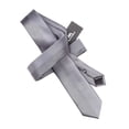 thumbnail image 4 of Yongchuantie Men's Plaid Necktie Silver Gray 2.36 Inches Slim Jacquard Woven Tie + Gift Box, 4 of 4