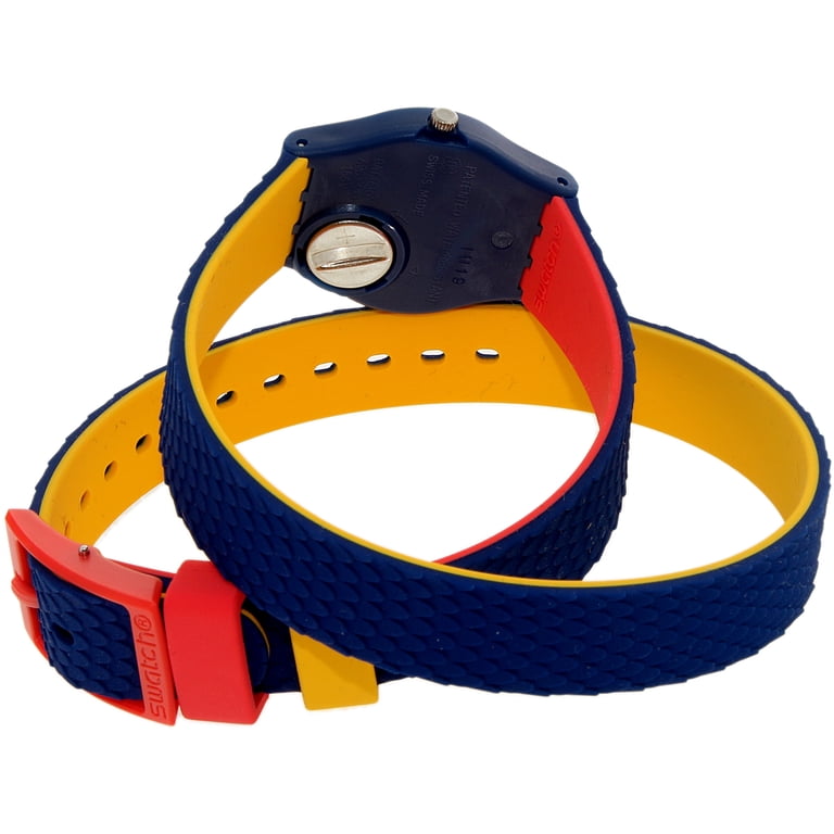 Swatch Unisex 25mm Blue Silicone Band Plastic Case Swiss Quartz - Main Image