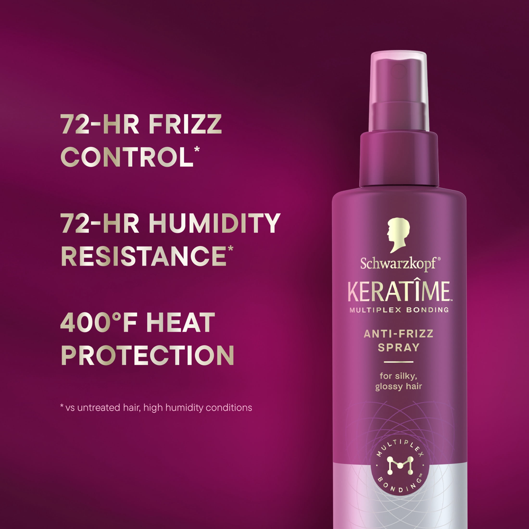 Schwarzkopf KERATIME Anti-Frizz Spray, Frizz Control & Heat Protectant 6.8 fl oz