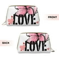 thumbnail image 3 of Large Clutch Leather Makeup Bag, Watercolor Flowers Love Travel Toiletries Bag, Ladies Cosmetic Storage Bag, 3 of 8