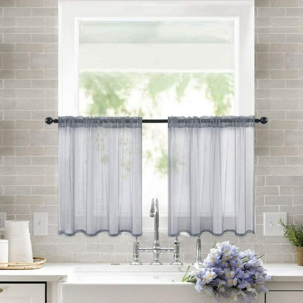 Solid Colour Short Curtains Curtains Semi Kitchen Bathroom Thin Curtains Home Curtains