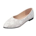 thumbnail image 4 of Rokment Lace Dress Flat Shoes for Women Ladies Bride Wedding Flower Embroidered Delicated Pointed Toe Low Heels Bridal Dressy Ballet Walking Loafers White Size 7, 4 of 5