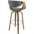 thumbnail image 5 of Home Square 30" Bar Stool in Gray Faux Leather and Walnut Wood - Set of 2, 5 of 9