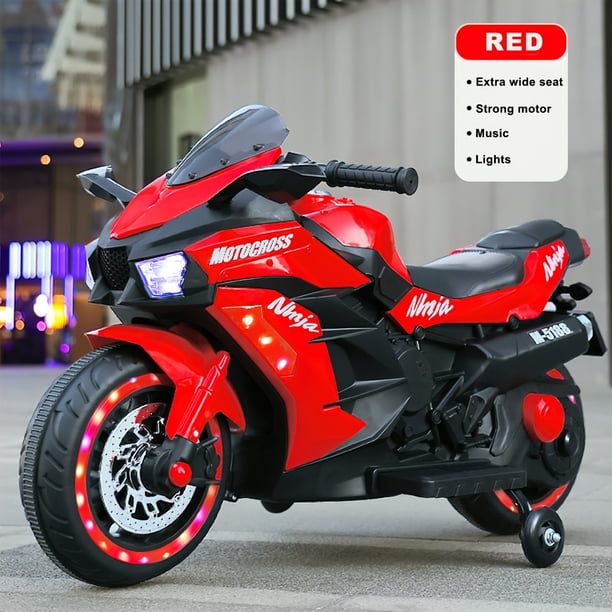 WUBEN 12v Ride on Motorcycle for Kids Motorized Riding Toys with 2