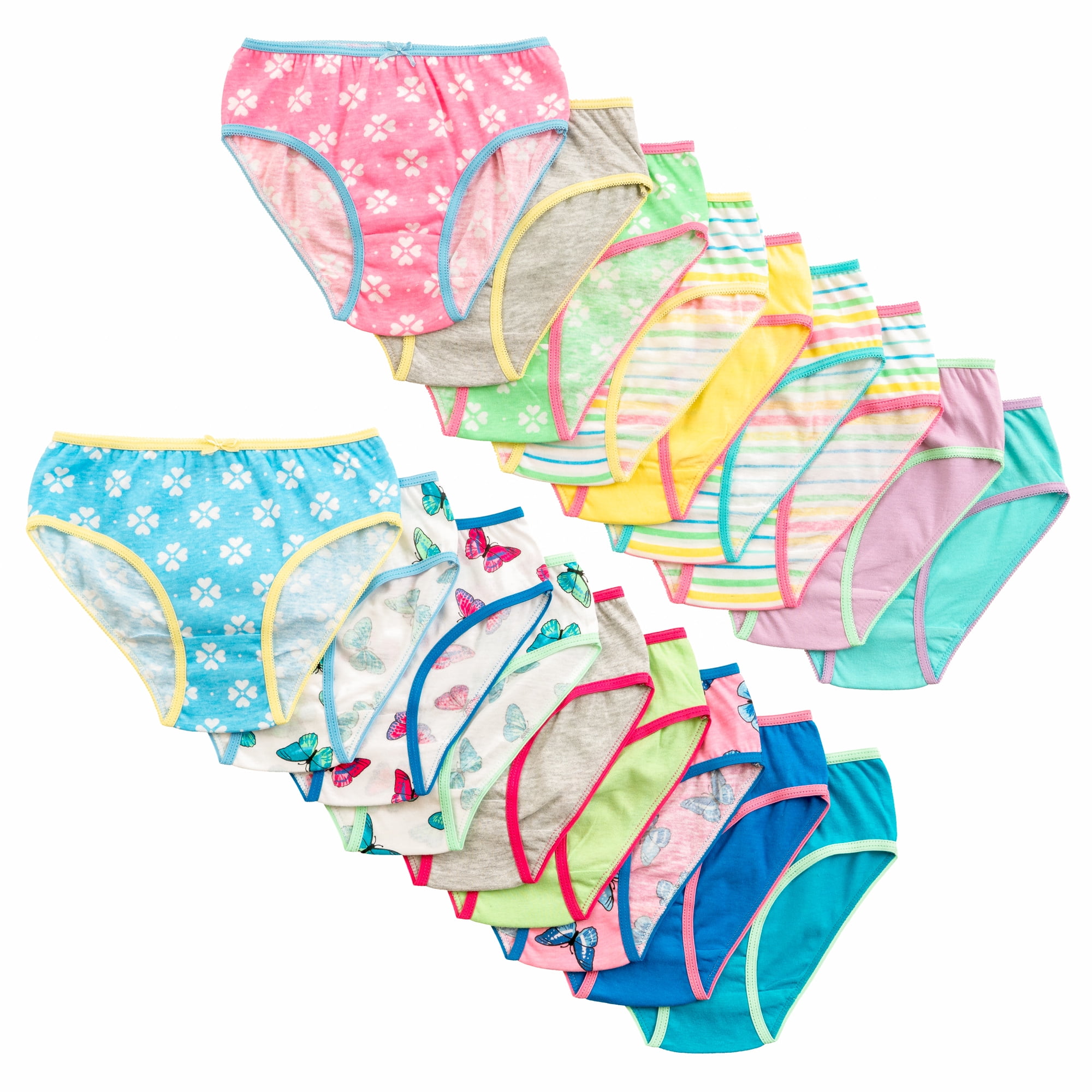 Alyce Girls Underwear, 18 Pack Cotton Brief Panties (Little Girls & Big