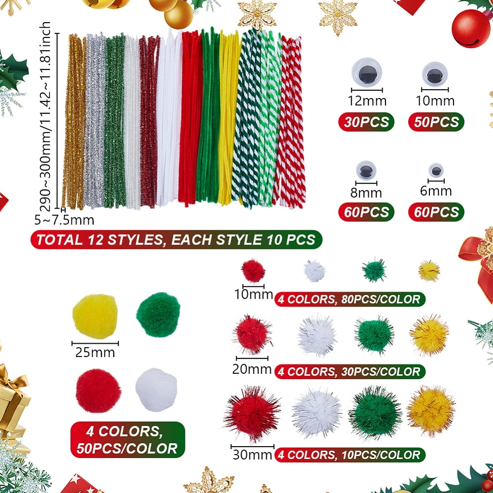 800Pcs Pipe Cleaners Craft Set Chenille Stems Crafts Kit with 480Pcs Balls Thick Fluffy Chenille Stem