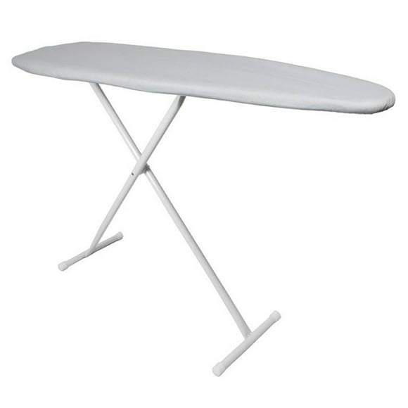 Hospitality 1 Source PV0210XD Full Size Ironing Board w/ Silver Cotton Cover - 54"L x 14"W x 36"H, White Steel Legs- Case of 4