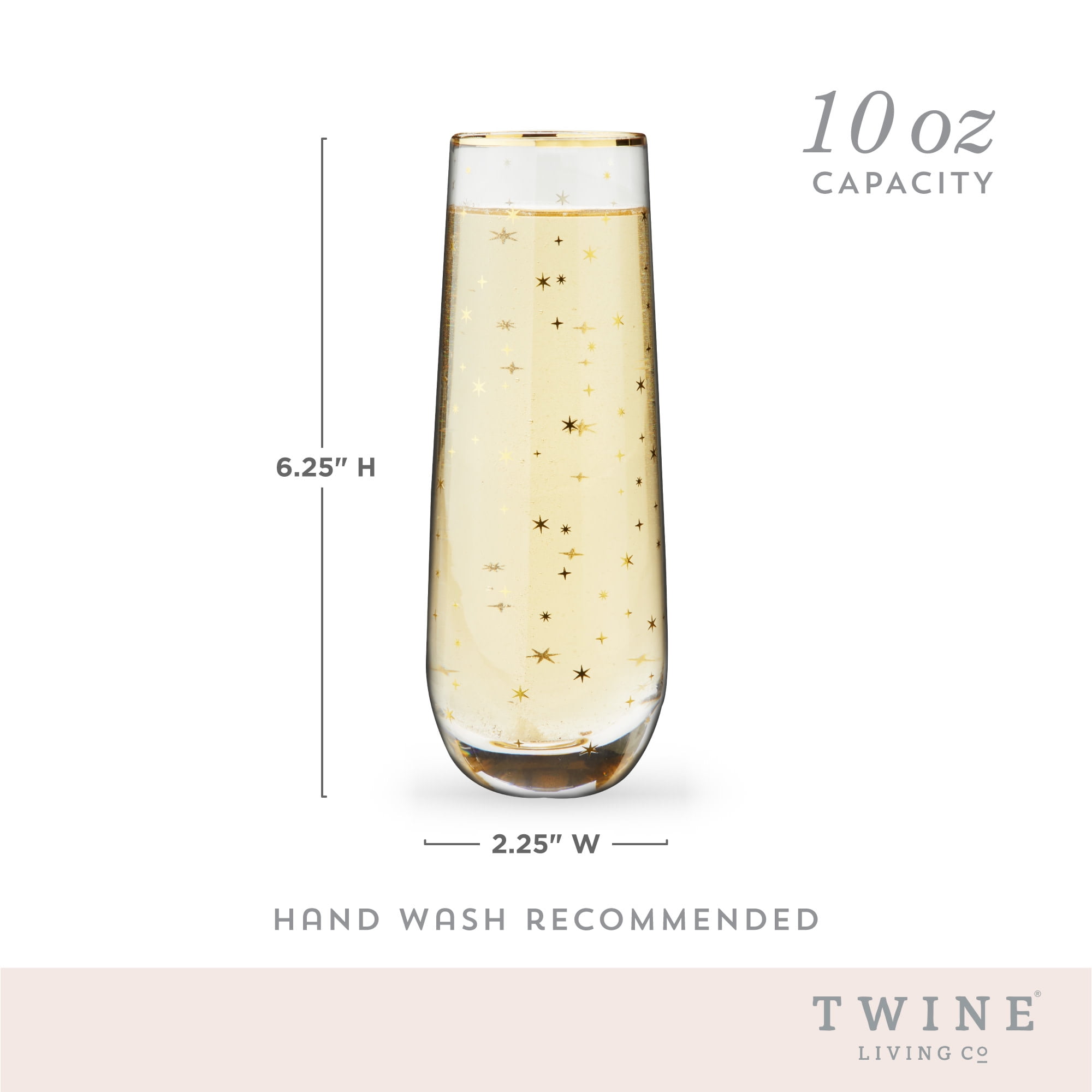 Twine Starlight Champagne Flutes Mimosa Glasses Wedding Gift 10oz Set of 2