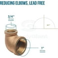 thumbnail image 4 of Supply Giant BRRL1004-NL 1" x 3/4" Brass 90-Degree Reducing Elbow, Lead Free, 4 of 4