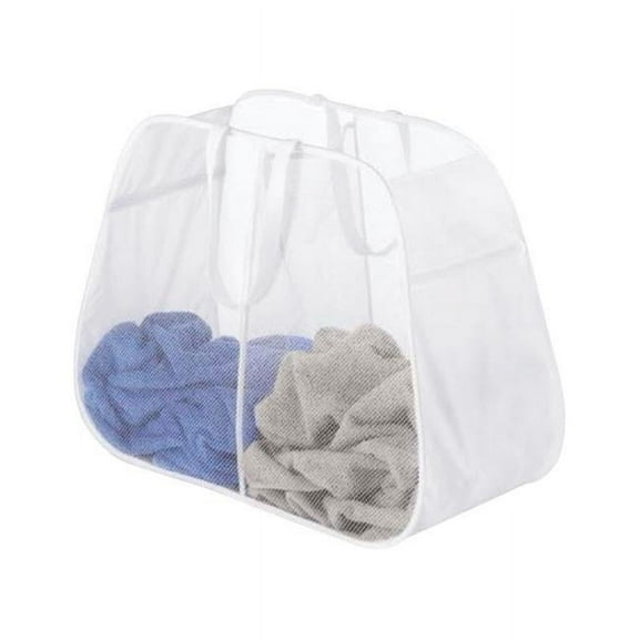 Whitmor Pop & Fold Double Laundry Hamper White