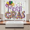 thumbnail image 2 of Ambesonne Mardi Gras Kitchen Curtains, Joyful Party Theme, 55"x45", Purple Yellow Green, 2 of 3