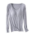 thumbnail image 4 of Sakmal Pullover Pajama Tops for Women Plus Size Long Sleeve Cotton Shirts Crew Neck Gray Shirts for Women 3XL, 4 of 5