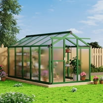 6x10 FT Greenhouse, Large Aluminum Outdoor Polycarbonate Greenhouse with Roof Vent, Walk-in for Winter Garden, Easy Assembly for Backyard & Patio