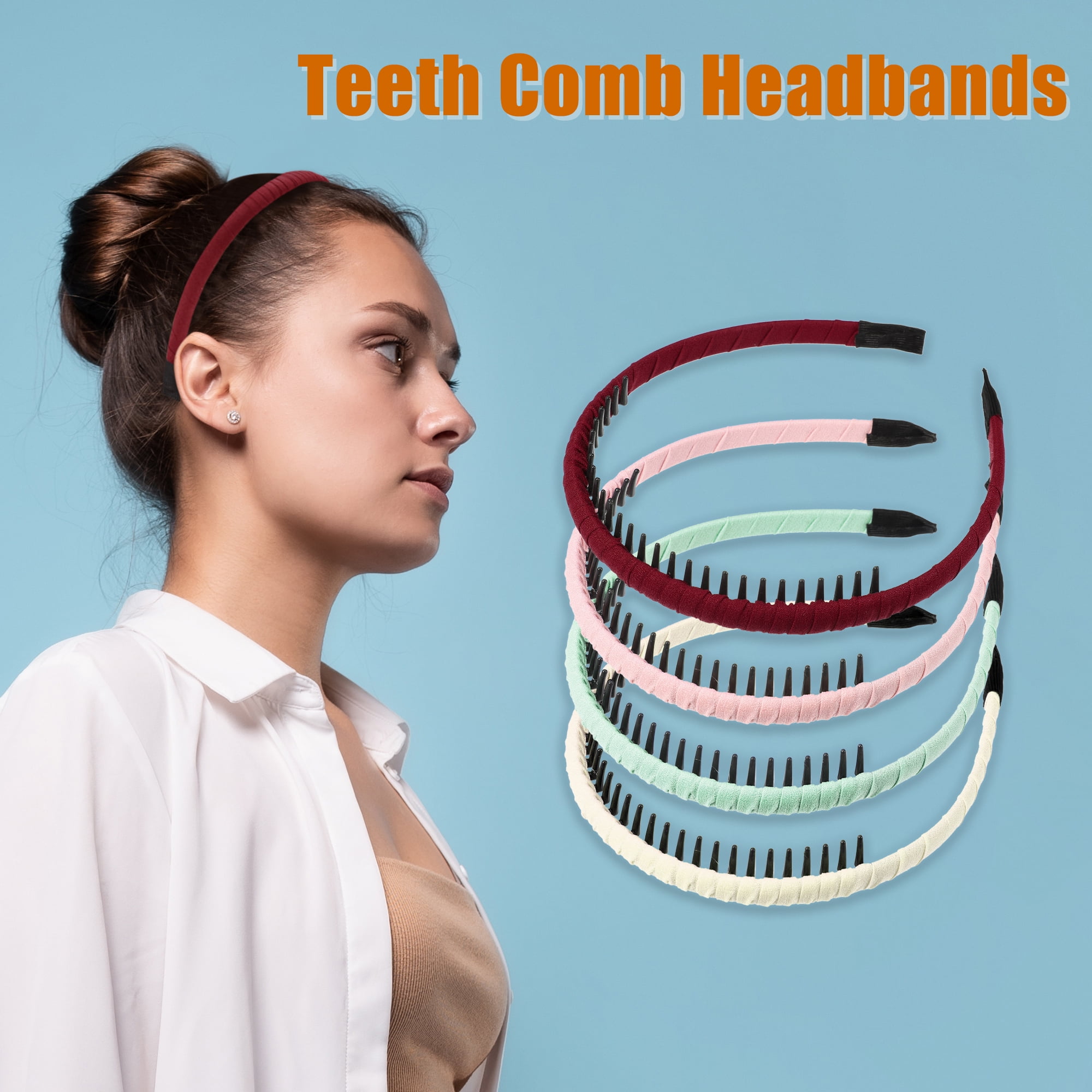 Unique Bargains 4Pcs Women Teeth Comb Headbands Non-Slip Hairbands