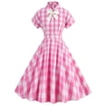 thumbnail image 2 of Jusqu'à 65 % de Rabais! Robes d'Été Mode pour Femmes 2024 Grande Taille à Manches Courtes Rétro Imprimées à Col à Revers avec Nœud Robe à Manches Courtes à Col à Revers, 2 of 9