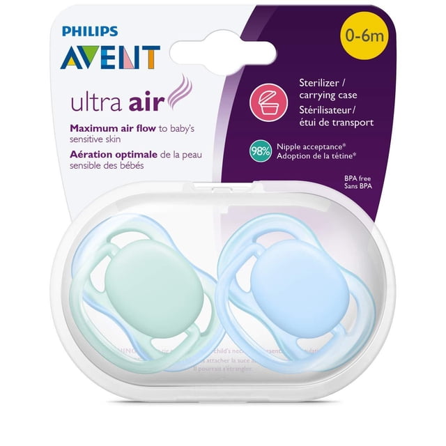 Chupete Philips AVENT Ultra Air 0-6 meses azul/verde paquete de 2