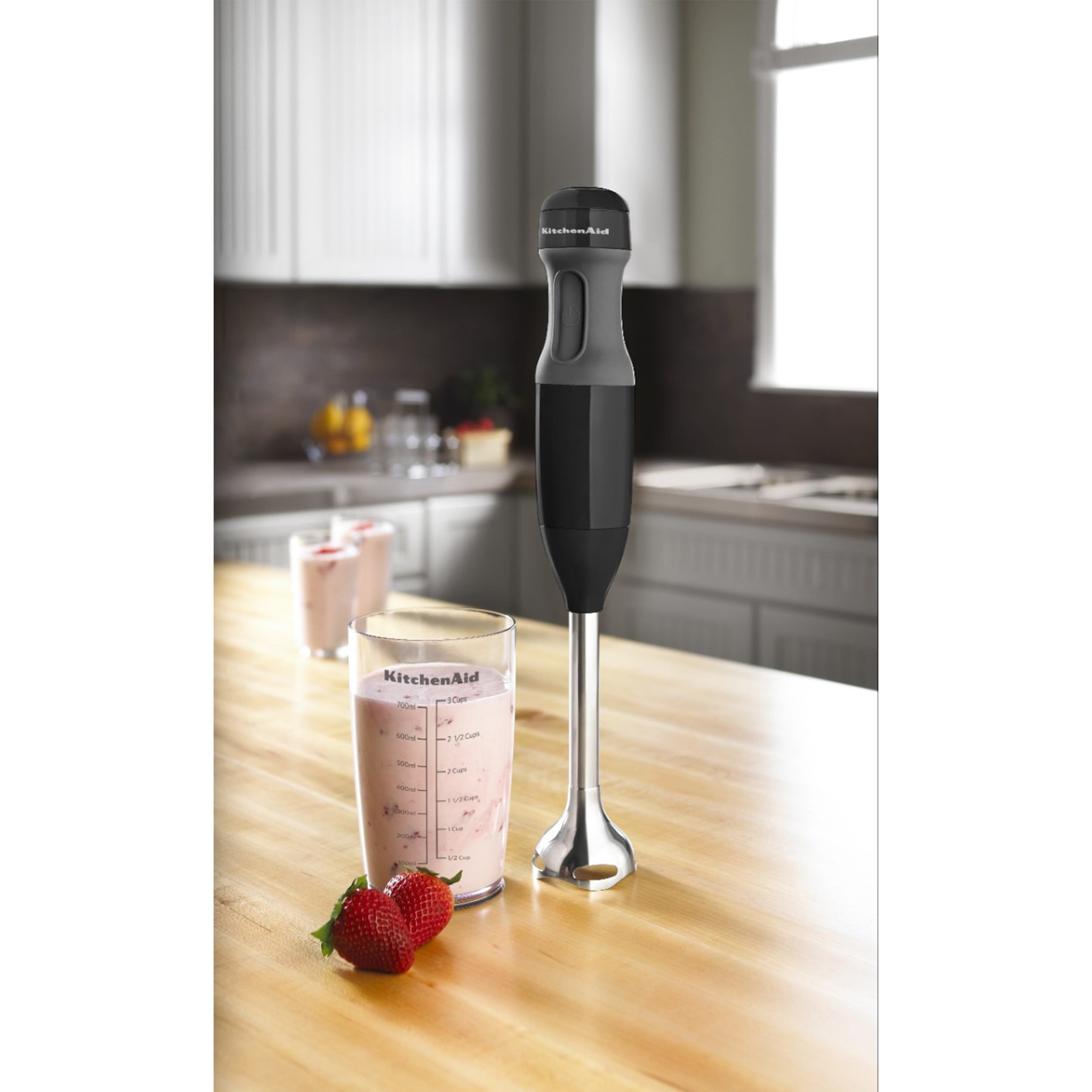 KitchenAid 2-Speed Corded Hand Blender, Onyx Black with Blending Jar and Lid, KHB1231OB
