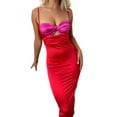 thumbnail image 2 of Liacowi Ladies Knotted Splicing Leisure Style Low Cut Backless Long Skirt Slip Dress, 2 of 9