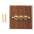 thumbnail image 2 of 3X Retro American Industrial Style Light Switch Socket, Solid Wood Brass Toggle Switch Plate,Antique Home Stay Switch(3), 2 of 8