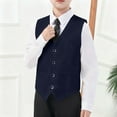 thumbnail image 2 of Boy's Formal Suit Vest Solid Dress Waistcoat Vest with Pockets for Wedding Pageant and Performance Elegant Sleeveless with Adjustable Back, Size 3-17 Years,Color:Blue,11-12 Years, 2 of 7