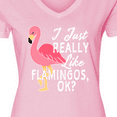 thumbnail image 4 of Inktastic I Just Really Like Flamingos Ok with Pink Flamingo Women's V-Neck T-Shirt, 4 of 5