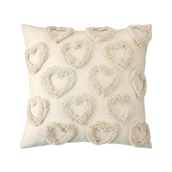 Fasiaou Valentines Day Red Heart Pillow Covers 18x18 Inch Hearts Embroidered Decorative Throw Pillows Farmhouse Valentine Outdoor Cushion Cases for Sofa Couch Home,A