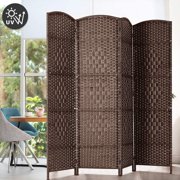 Jostyle 6ft Tall Room Divider with Hand-Woven Design, 4-Panel Folding Privacy Screen Freestanding Mocha