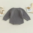 thumbnail image 4 of Infant Baby Knitting Jumpsuit  Solid Color Ribbed Long Sleeve Crew Neck Button Closure Romper for Boys Girls, 4 of 7
