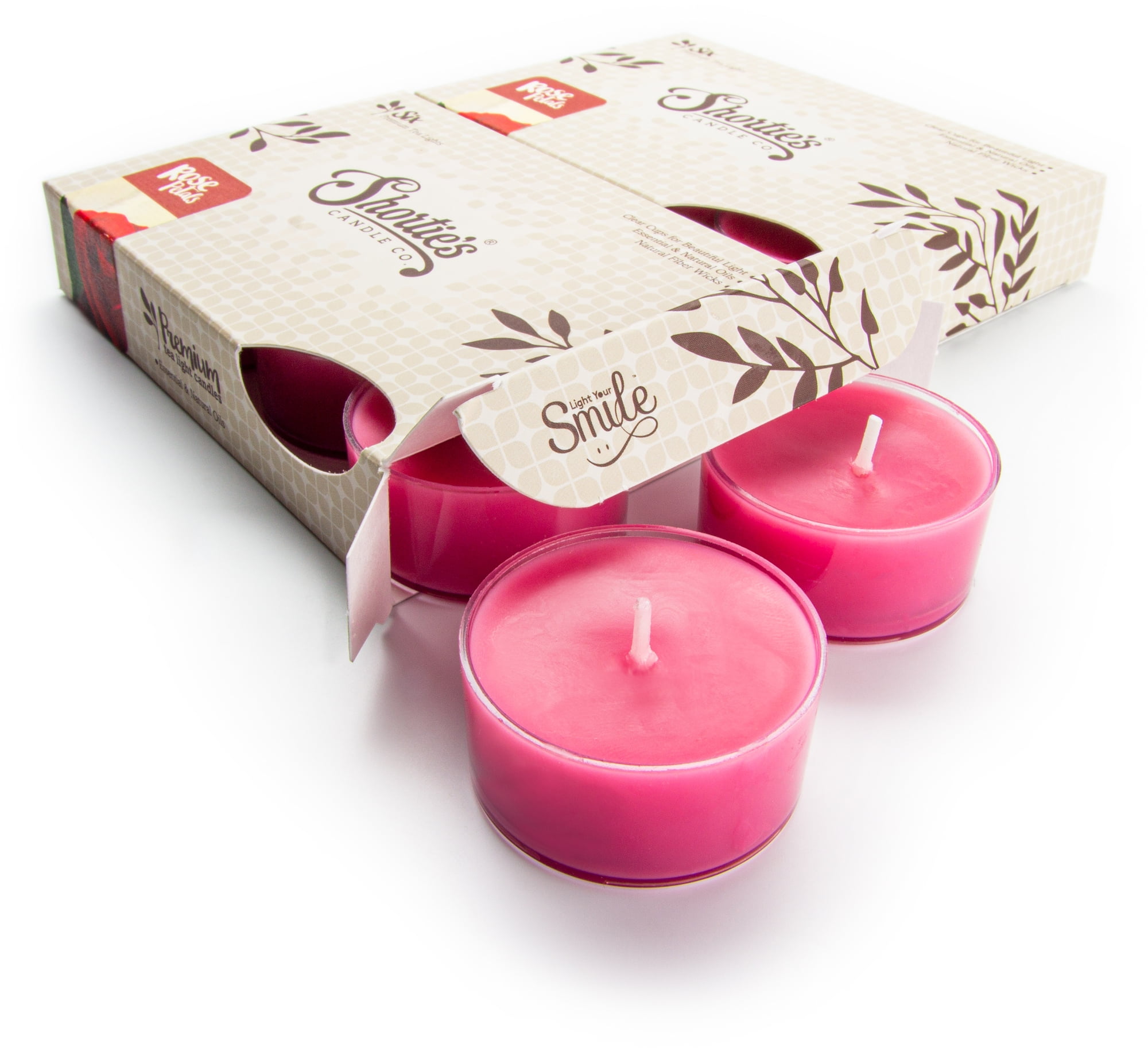 Rose Petals Tealight Candles Multi Pack (12 Pink Highly Scented Tea