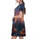 thumbnail image 2 of Balery Starry Sky Meditating Fox Vestidos sueltos de manga corta para mujer, vestidos de verano 2025, vestidos casuales de corte A con vuelo., 2 of 6