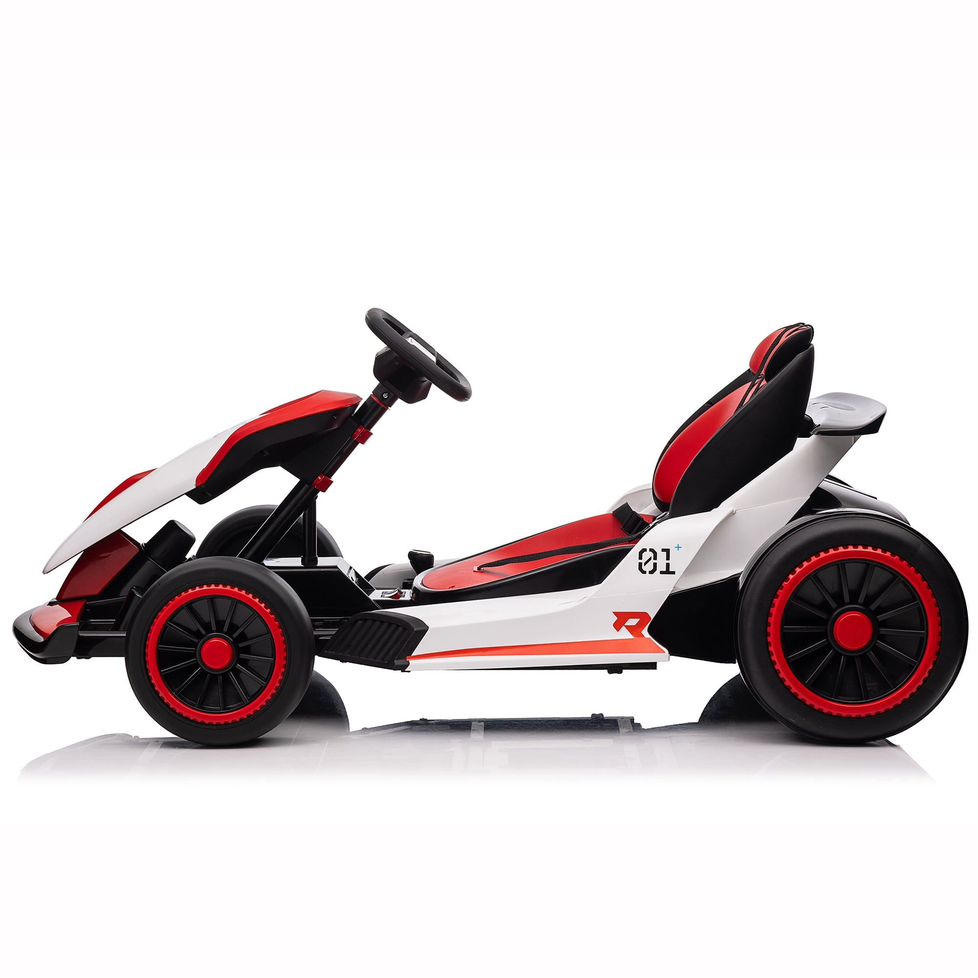 Joyracer 24V Go Kart for Kids, 7AH Battery Powered Ride on Car for Teens Ages 6+, Outdoor Ride on Toys, High-Low Speed 5-9MPH, Accelerator/Brake Pedal, 360°Drifting, Wear-Resistant Wheels, Red