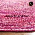 thumbnail image 5 of Jaipur Art And Craft Handmade Braided Bohemian Pink Cotton Area Rug Home Décor Reversible Carpet (7x7 Sq Ft), 5 of 6