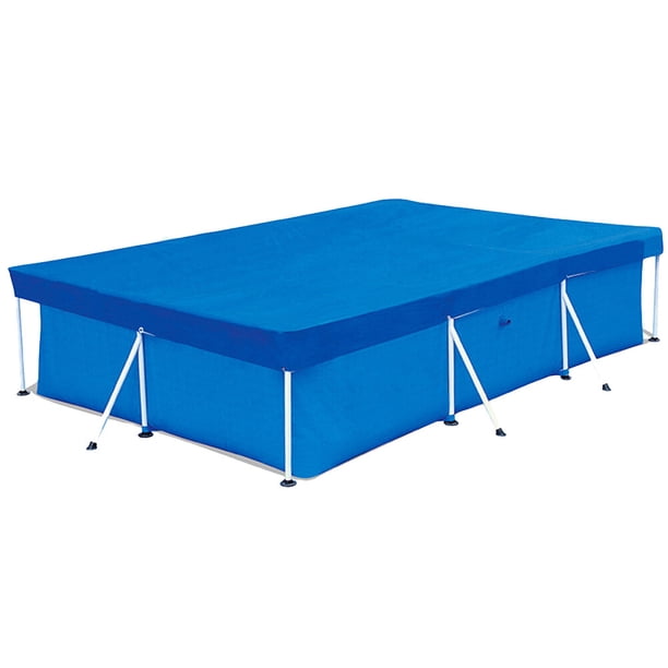 Cubierta de piscina de tejido de tela de PE Cubierta de lluvia a prueba de polvo Cubierta de piso para piscinas con marco Natación inflable (Azul, 300x201x66cm)