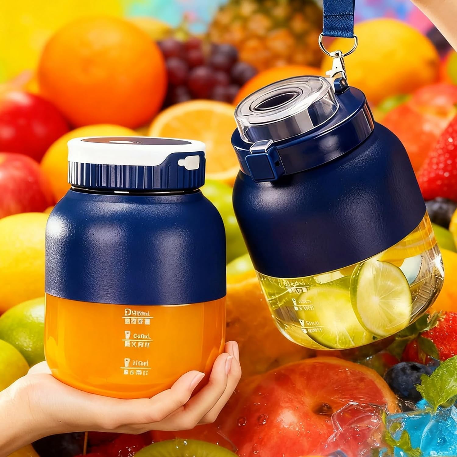 Mizuka Blender Mini, Mizuka Blender Mini Japan, 28oz Hand Blenders - Directly Squeezed, No Filter Required, USB-C Rechargeable, One Cup with Double Lid, Large-Capacity (Blue)