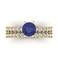 thumbnail image 2 of Clara Pucci 14K Yellow Gold 1.66 Simulated Tanzanite Engraveable Engagement Ring + Wedding Band Set, 2 of 7