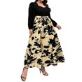 thumbnail image 4 of JustVH Women's Plus Boho Floral Chic Print Midi Long Swing Bandage Belted Dress, 4 of 9