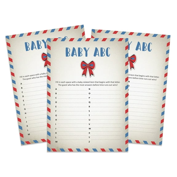 InkdotpotPack of 50,GirlBabyShower Party Collection, Baby ABC Game,Fun Baby Shower Party Games, Activities, Decorations,Postcard ThemeParty Supplies