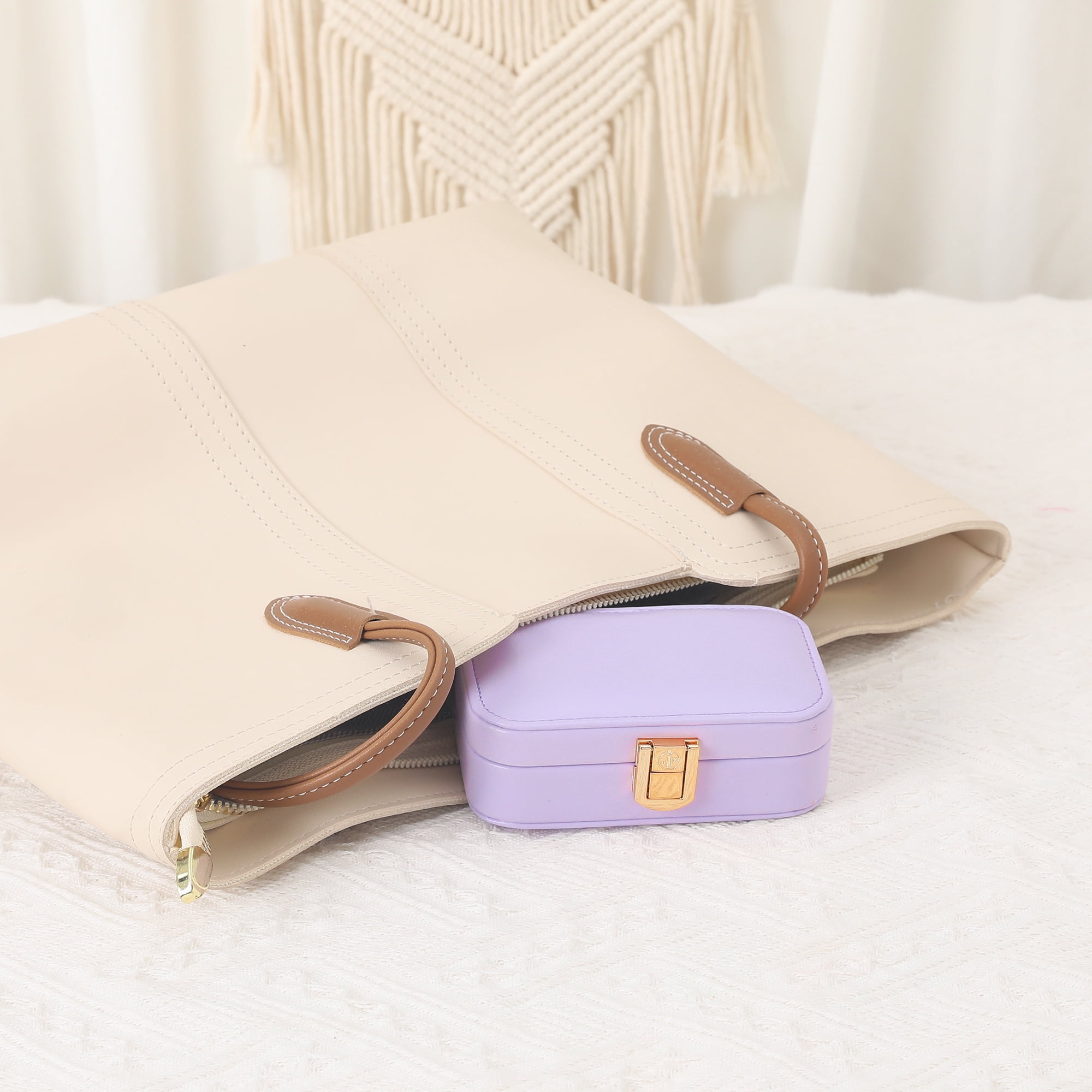Unique Bargains Mini PU Leather Jewelry Box Jewelry Organizer Case Purple