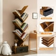 thumbnail image 4 of Gianna 7-Tier Tree Bookshelf, Narrow Wood Bookcase with Drawer for Small Spaces, Rustic Brown, 4 of 5