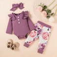 thumbnail image 1 of DPTALR Toddler Kids Girls Ruffle Cotton Clothes Leopard Flowers Print Outfit Bow Set, 1 of 9