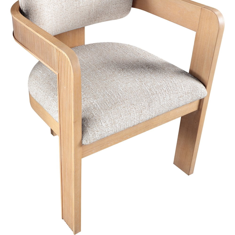 Meridian Furniture Sacha Beige Linen Textured Fabric Upholstered Dining Chair, Set of 2
